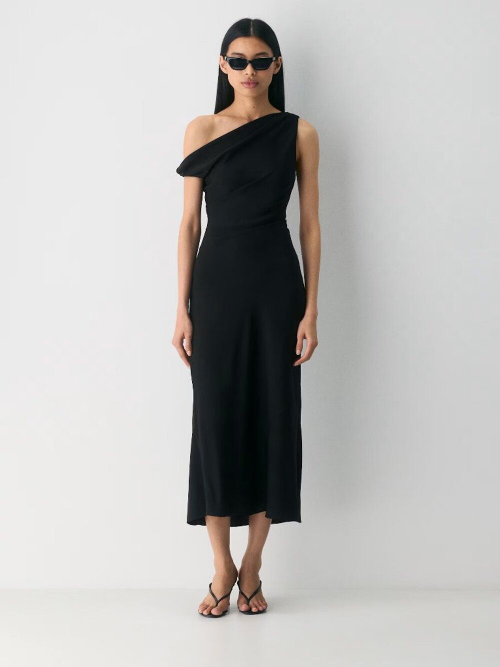Aritzia Black One-Shoulder Maxi Dress